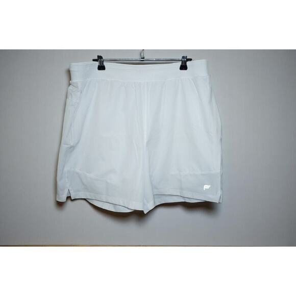 Fabletics Men’s White Lined Performance Shorts Size L – Stretch Drawstring Waist - Picture 2 of 11